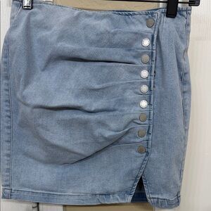 DKNY Light Blue Buttoned Mini Skirt